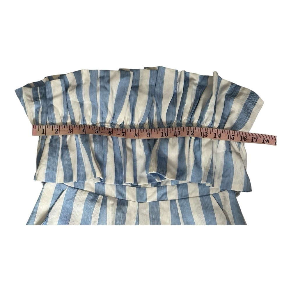 Entro Voluminous Top‎ Wide Leg Blue White Striped Jumpsuit Size Medium - Picture 6 of 12